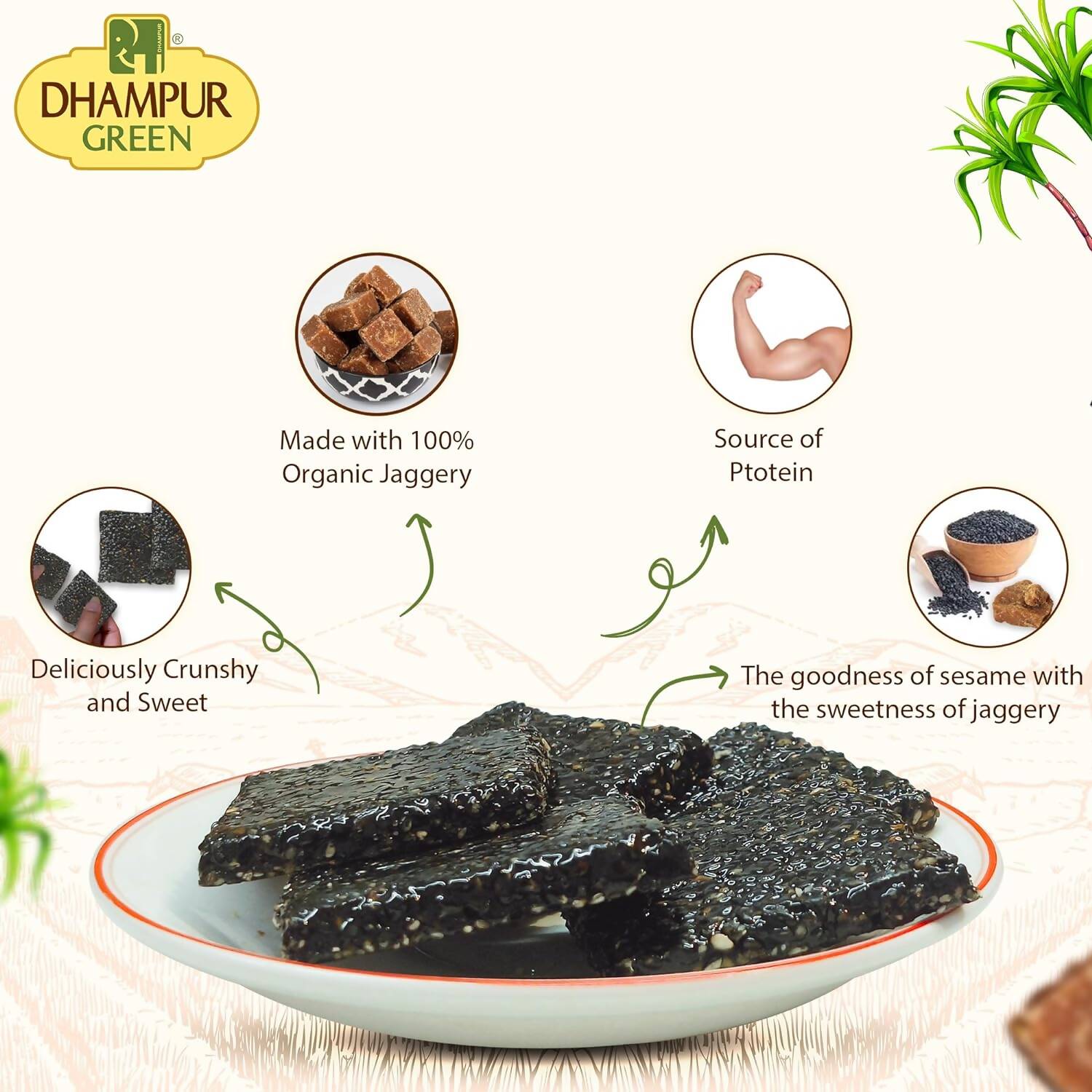 Dhampur Green Black Sesame Chikki 