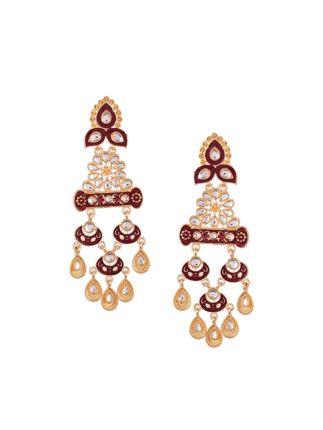 Shoshaa Red Contemporary Drop Earrings - Grab2buy