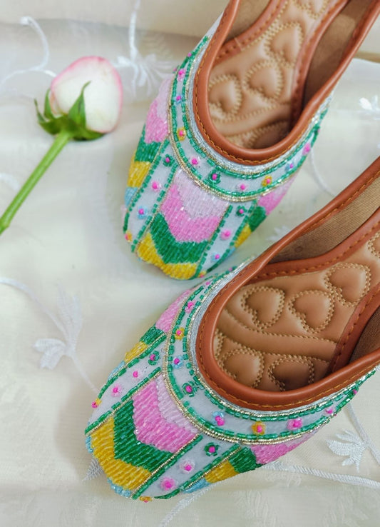 Desi Colour Women Indian Ethnic Footwear-Grey Multicolour
