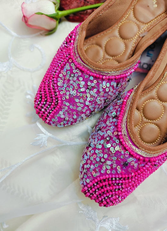 Desi Colour Women Indian Ethnic Footwear-Hot Pink Shine