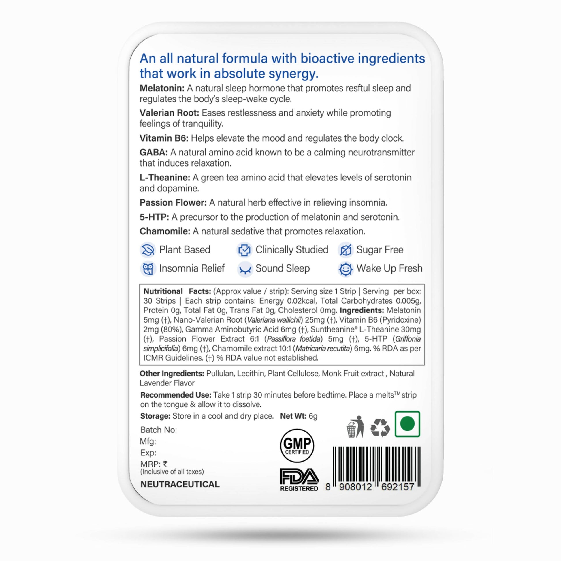 Wellbeing Nutrition Melts Restful Sleep Oral Strips-Calming Chamomile Lavender Flavor - Grab2buy