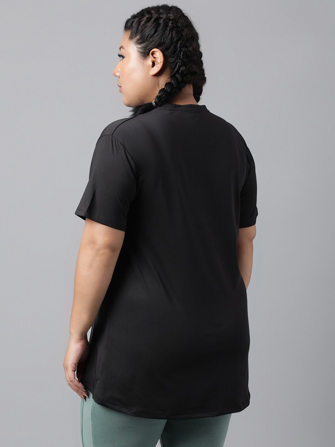 MKH Plus Size Typography Printed Dri-FIT Relaxed Fit Drop-Shoulder Sleeves Gym T-shirt 