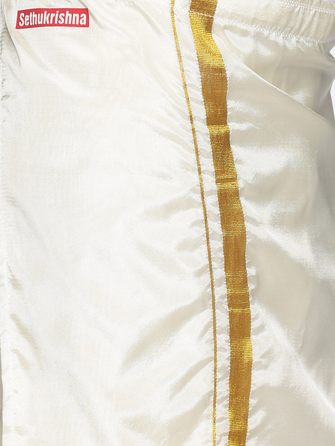 Sethukrishna Boys Maroon & White Solid Shirt and Veshti Set