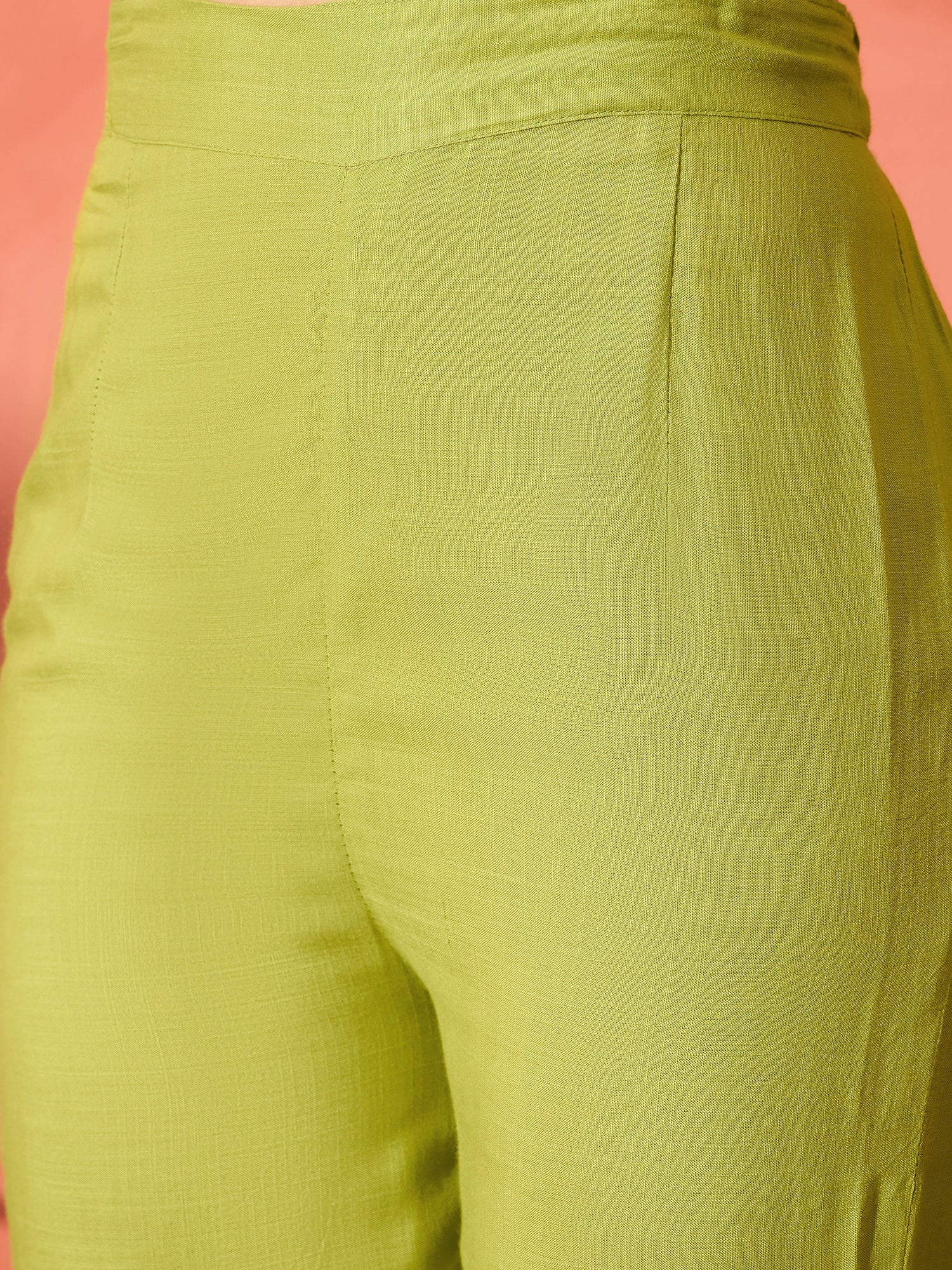 InWeave Pear Green Solid Boho Full Sleeve Co Ord Set 