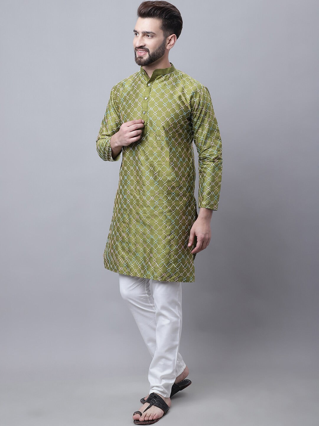 Sojanya M Ethnic Motifs Embroidered Thread Work Kurta With Churidar 