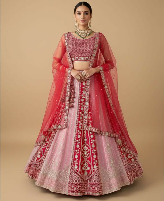 Lehenga Mart Pink Faux Georgette Designer Bollywood Style Wedding Wear Lehenga Choli