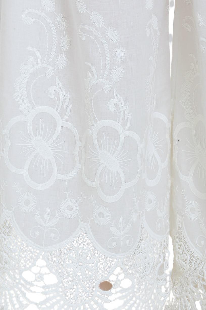 PAVONINE White Color Chikankari Lace Scalloped Hem Cotton Fabric Sharara