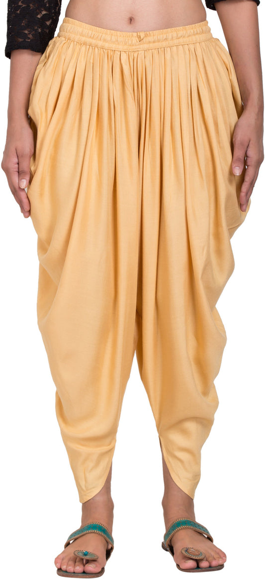 PAVONINE Beige Color Solid Beetel Rayon Fabric Patiala For Women & Girls