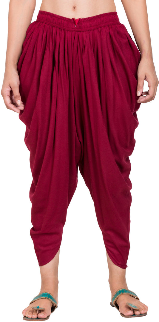 PAVONINE Maroon Color Solid Beetel Rayon Fabric Patiala For Women & Girls