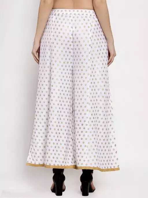 PAVONINE White Color Rayon Fabric Sun Print Palazzo For Women