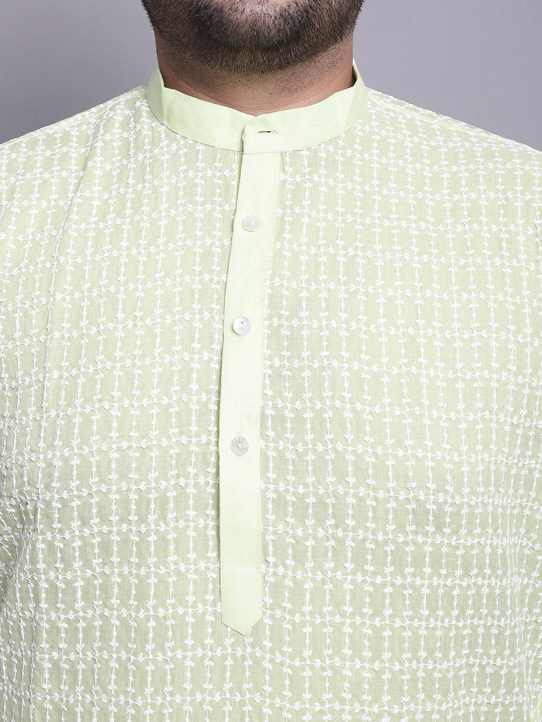 Sojanya Plus Plus Size Embroidered Pure Cotton Kurta With Pyjamas & Nehru Jacket 