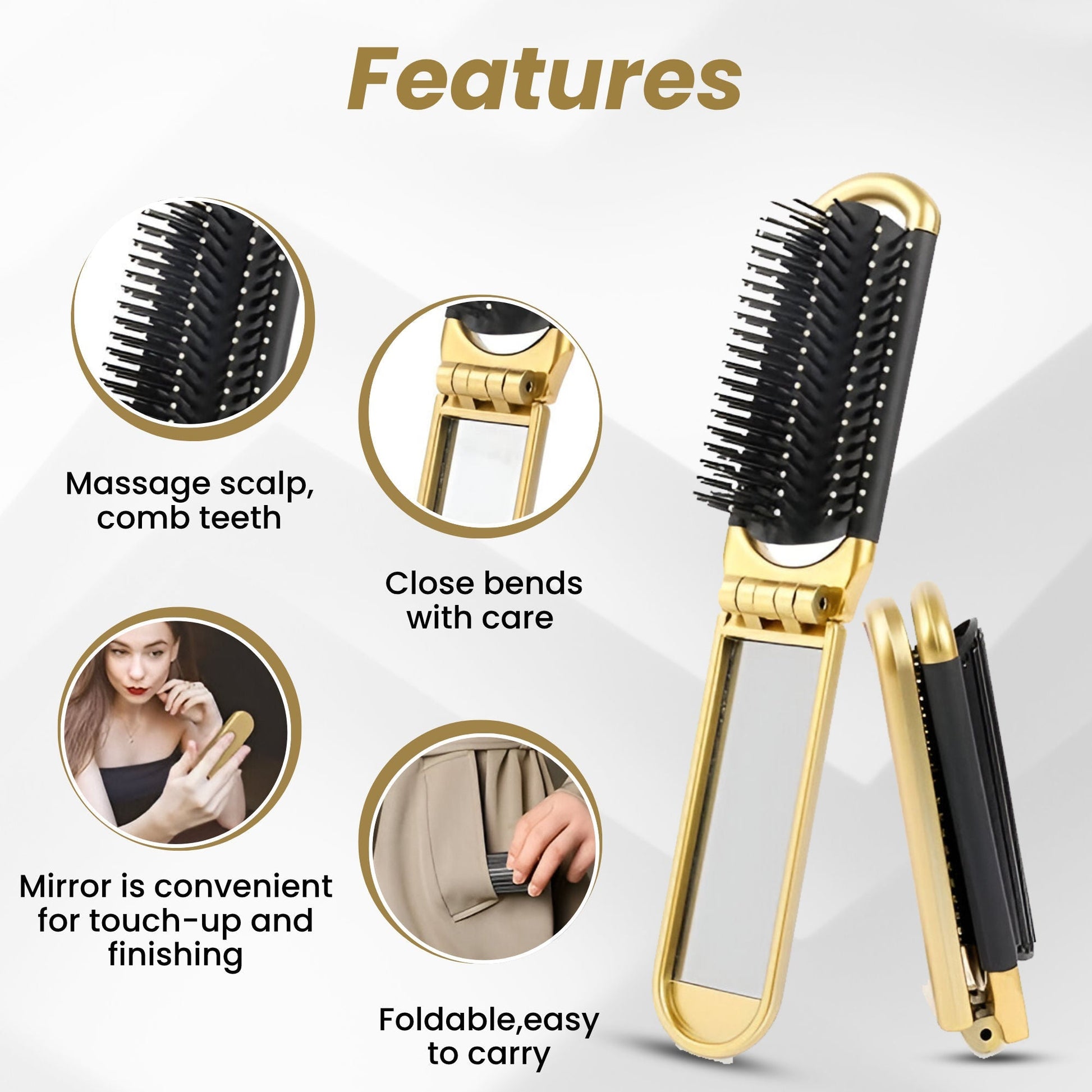 ZEYU Folding Hair Brush With Mirror  Grab2Buy ZEYU Grab2Buy