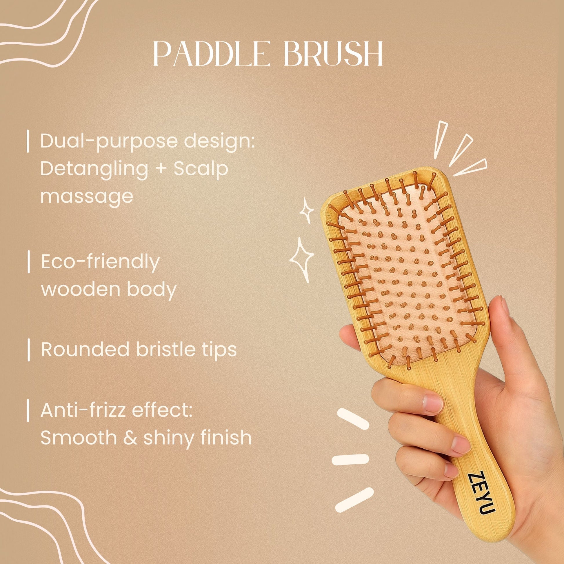 ZEYU Wooden Hair Brush And Wooden Comb With Bamboo Bristles  Grab2Buy ZEYU Grab2Buy