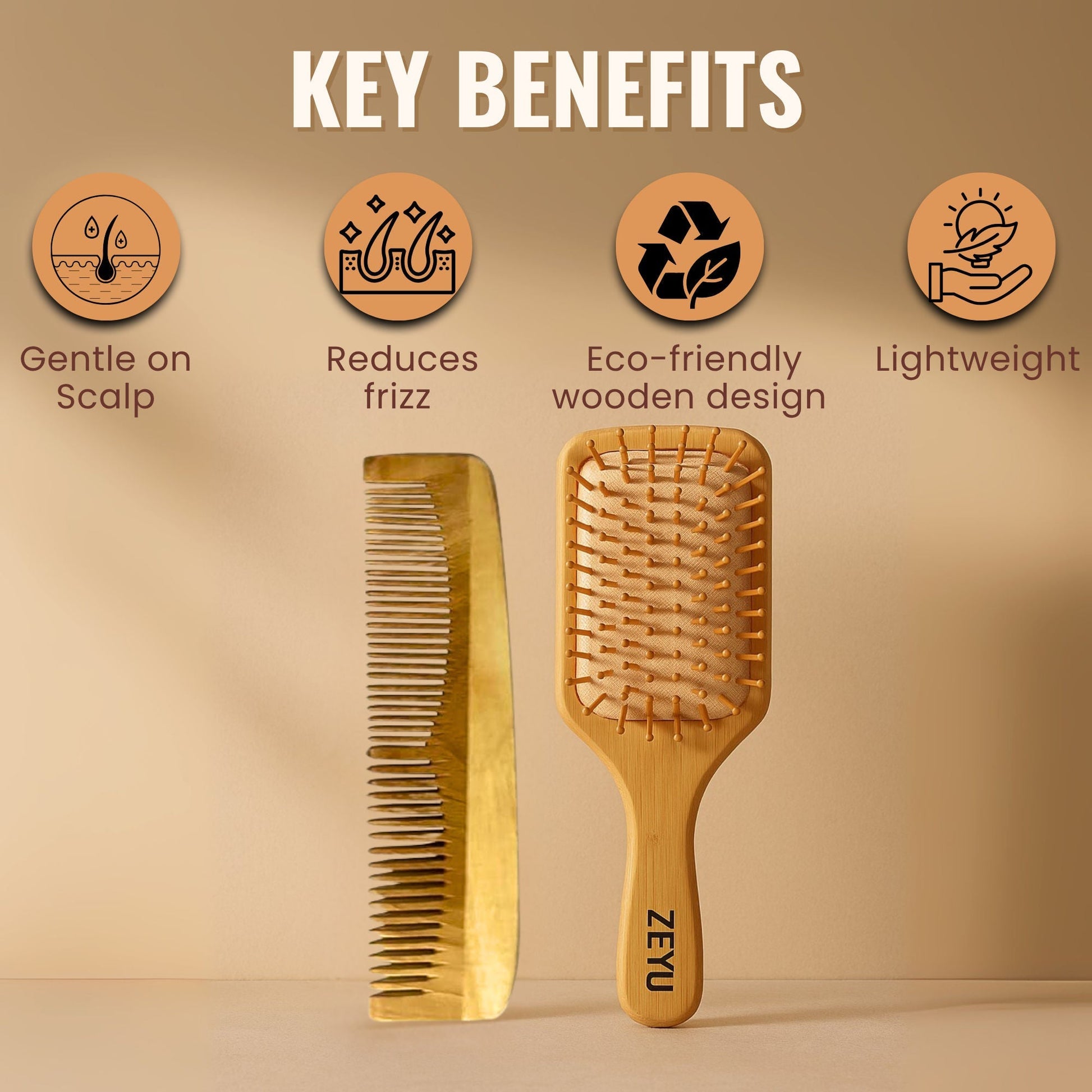 ZEYU Wooden Hair Brush And Wooden Comb With Bamboo Bristles  Grab2Buy ZEYU Grab2Buy