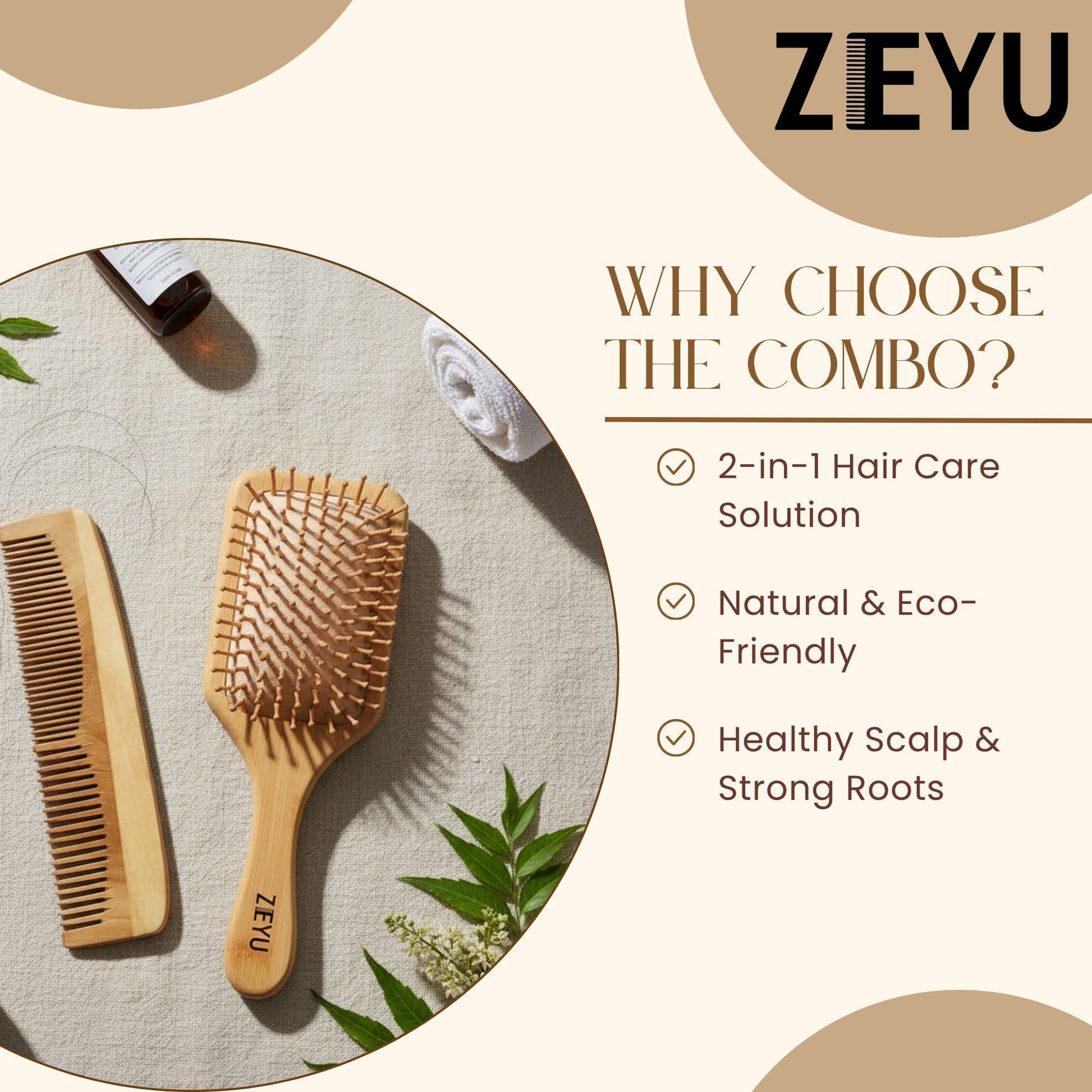 ZEYU Wooden Hair Brush And Wooden Comb With Bamboo Bristles  Grab2Buy ZEYU Grab2Buy