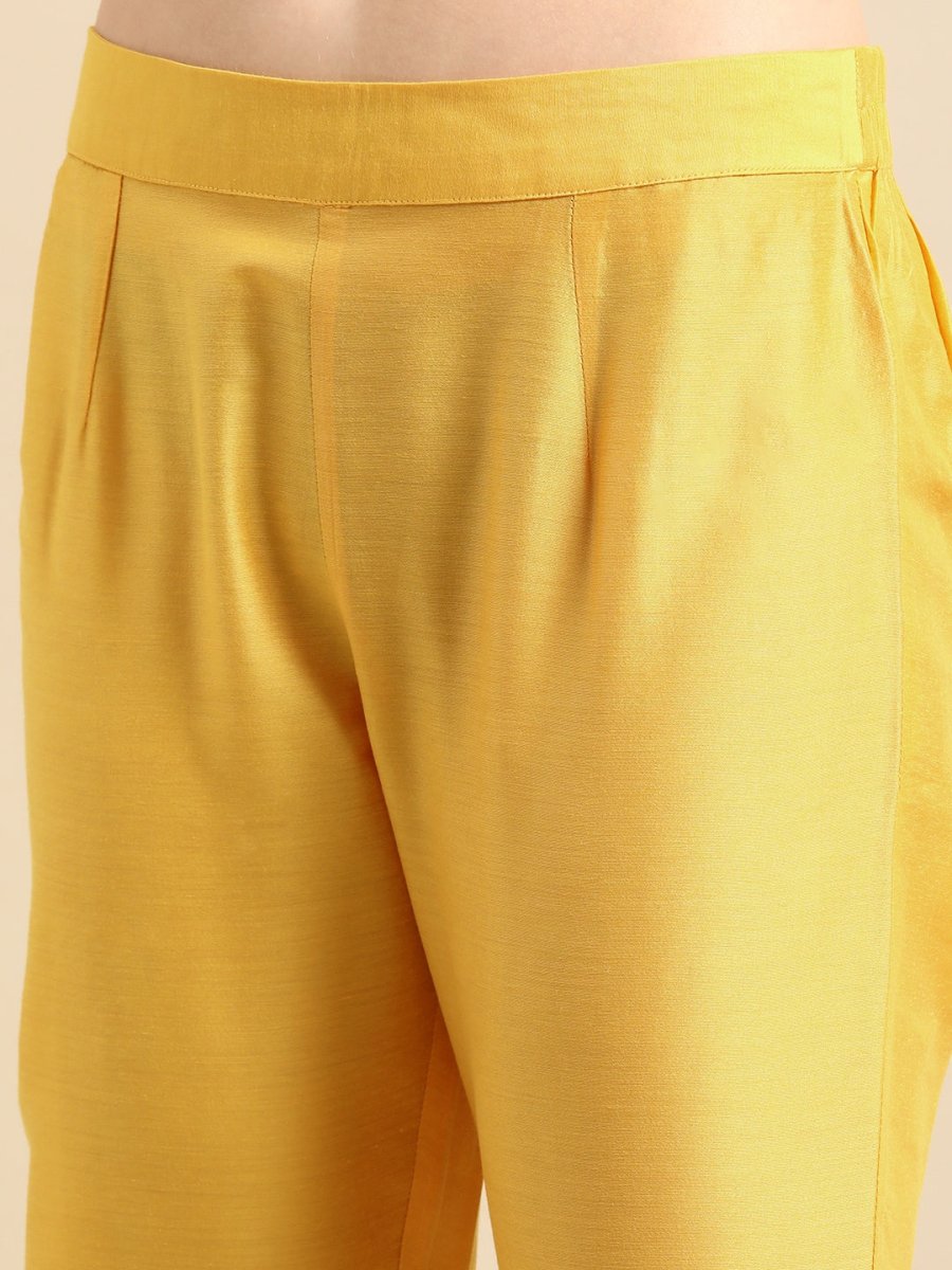 All About You Women Yellow & Red Gotta Patti Kurta with Trousers & With Dupatta