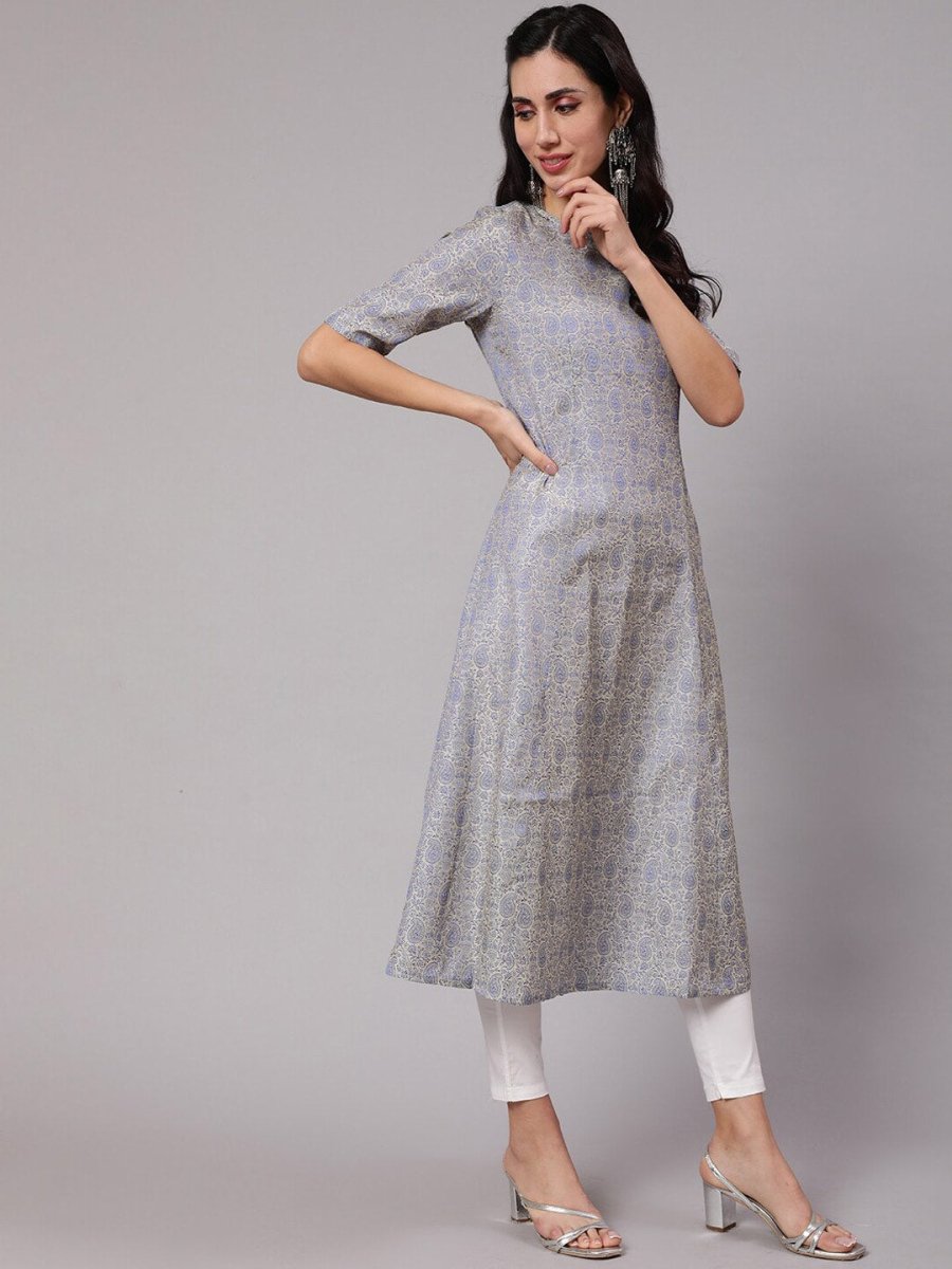 Aks Ethnic Motif Woven Design Jacquard A-Line Kurta