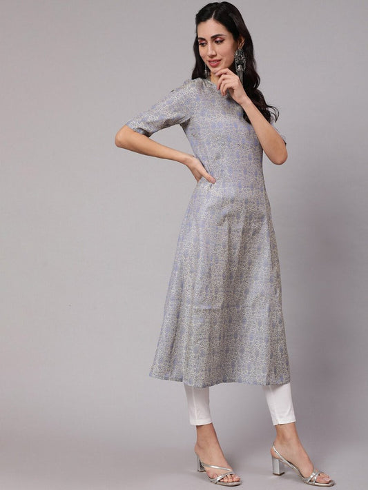 Aks Ethnic Motif Woven Design Jacquard A-Line Kurta