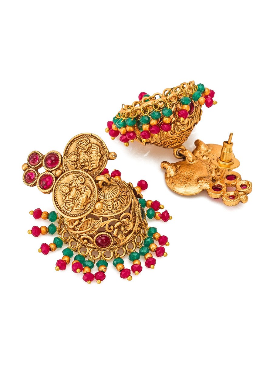 Aadita Gold-Plated & Pink Stone Studded Handcrafted Jewellery Set - Grab2buy