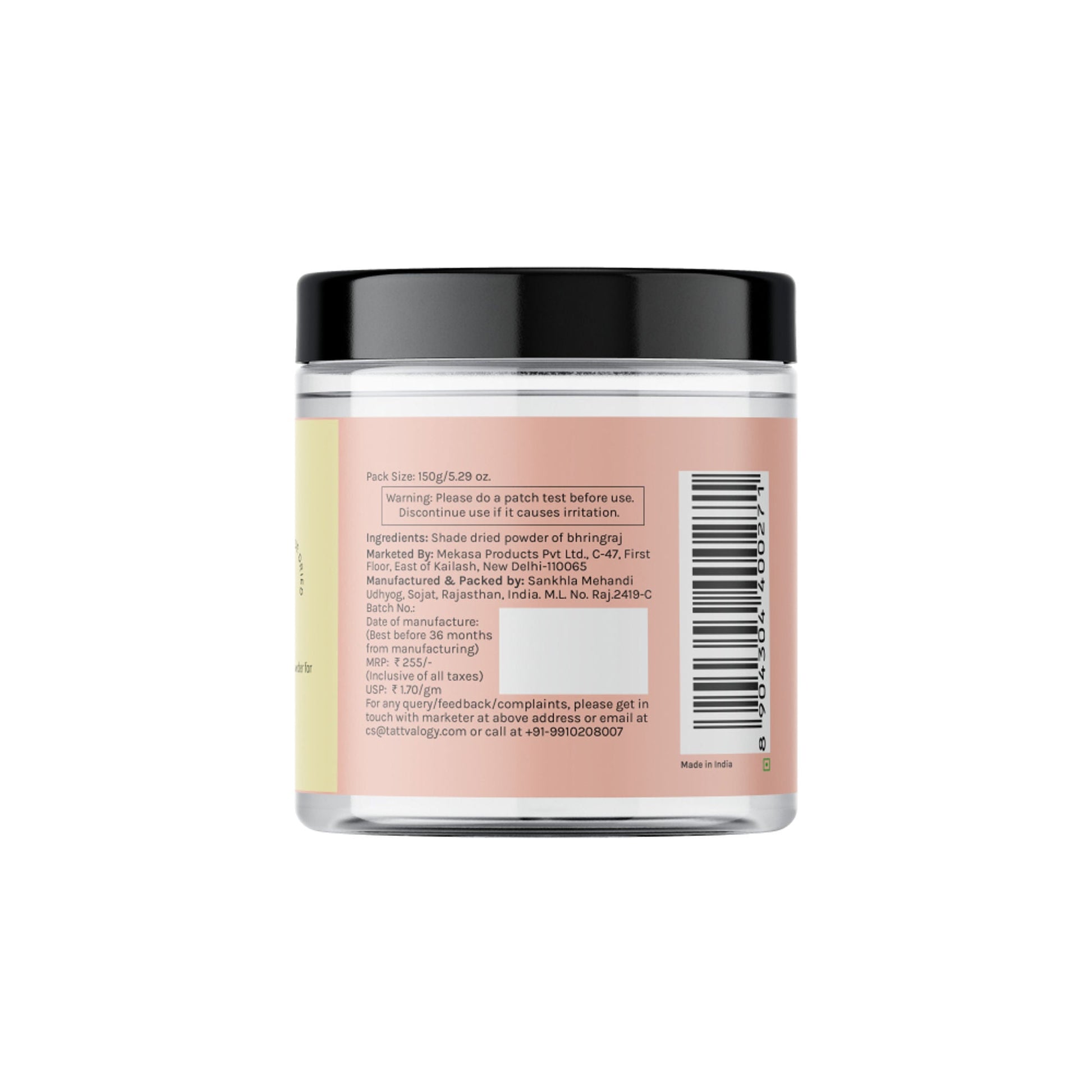 Tattvalogy Bhringraj Powder - Chemical-Free, Reduces Hair Fall & Strengthens Roots for Healthy Hair