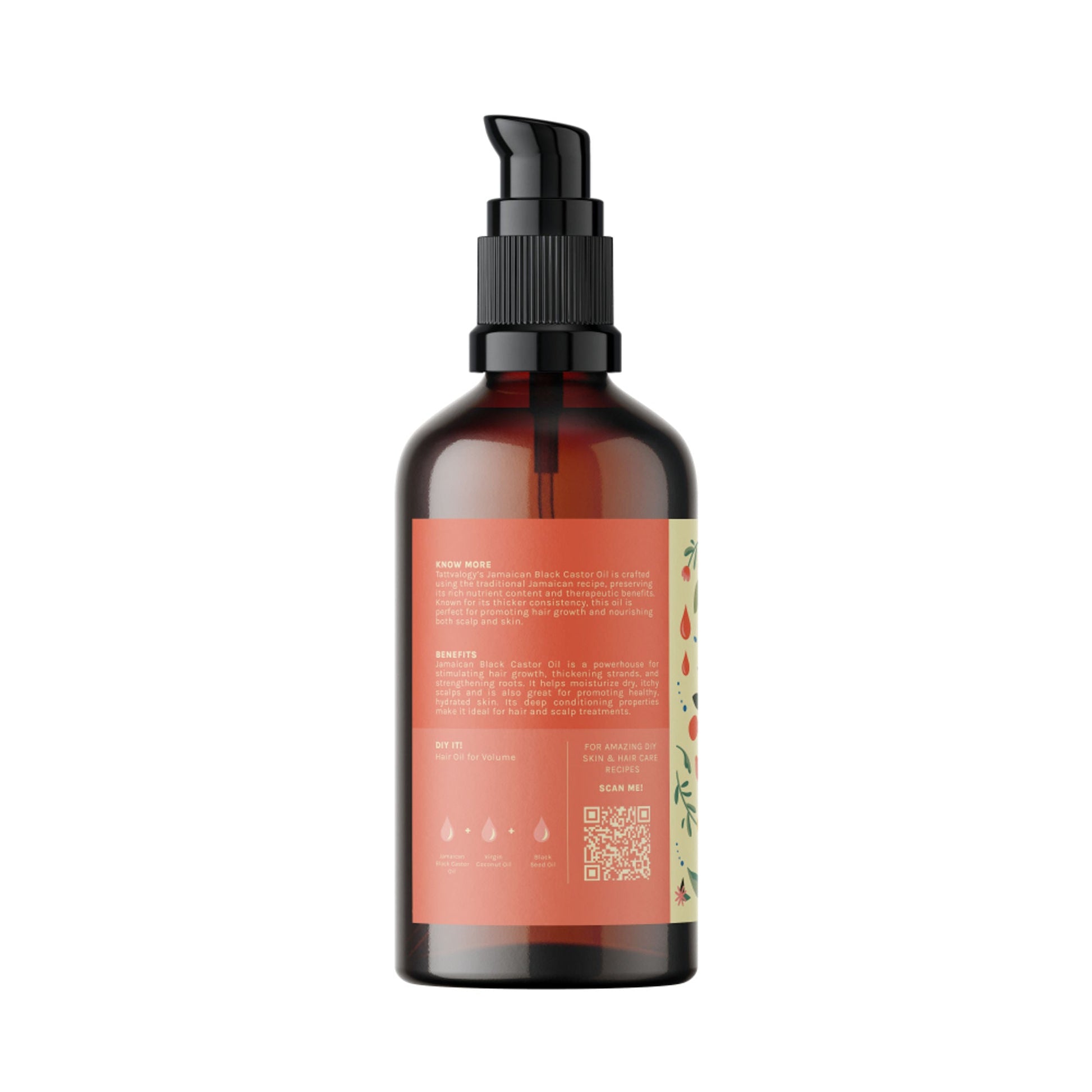 Tattvalogy Jamaican Black Castor Oil-Traditional Recipe, Boosts Hair Volume, Perfect for Curly Hair