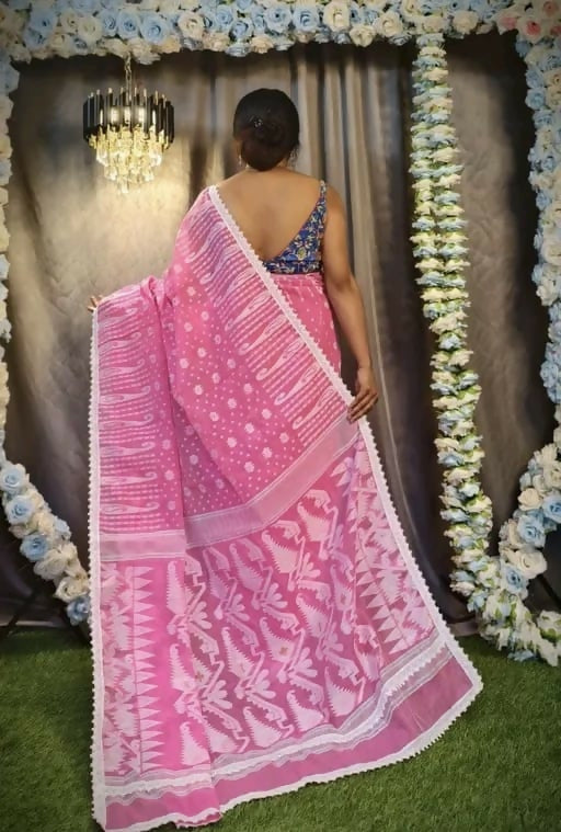 Exclusive Collection Beautiful Light Pink Jaal Jamdani Grab2Buy 