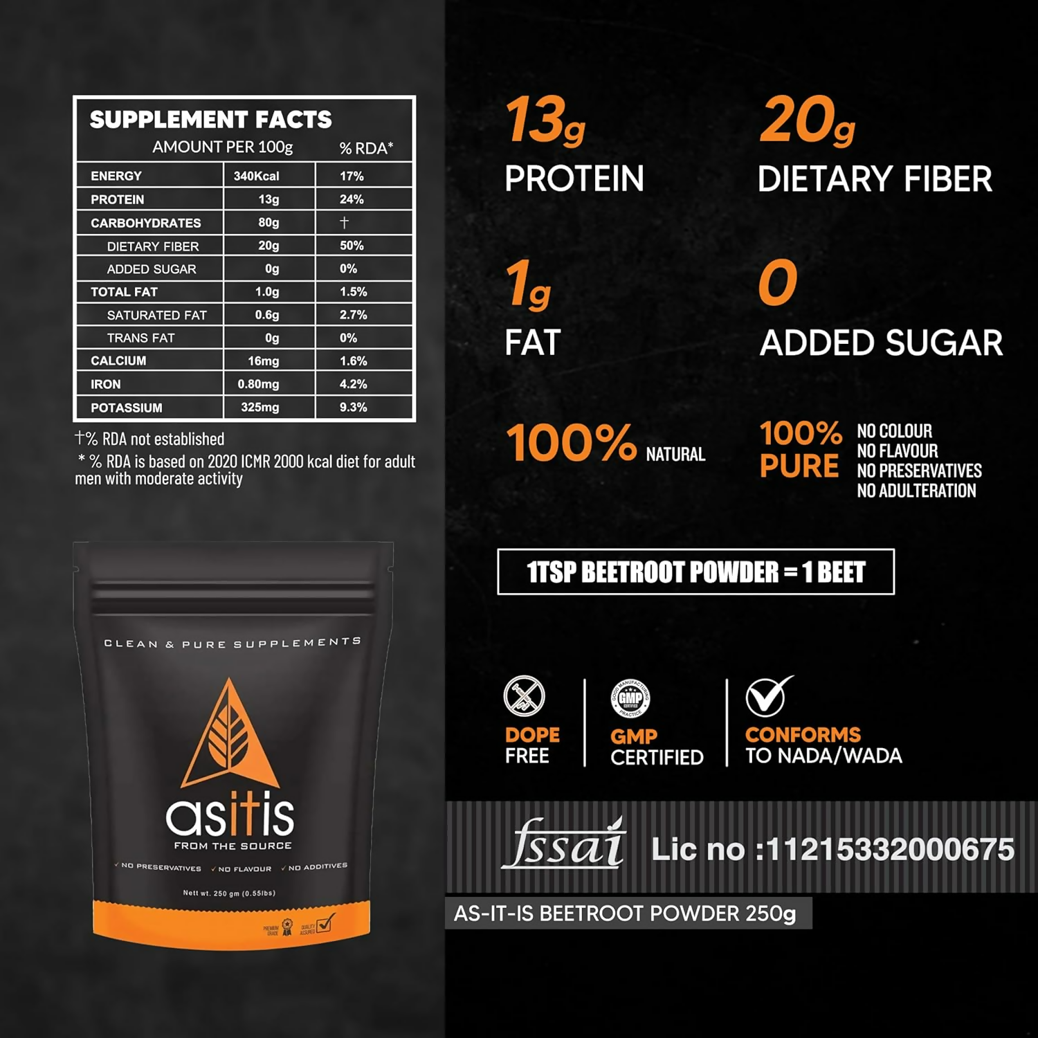 As-It-Is Nutrition Beetroot Powder 
