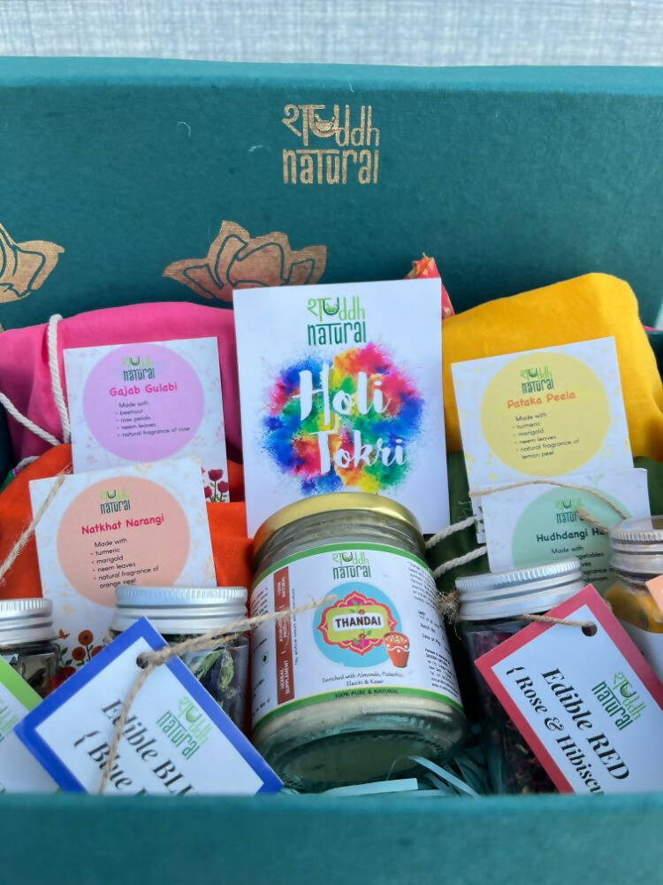 Shuddh Natural Edible Wholistic Colour | Ayurvedic Thandai Powder | Ubtan Based Herbal Gulal | Holi Gift Hamper 