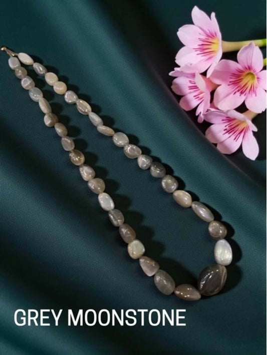 Joban Fashion Women Grey Gemstone Necklaces, Grey Moonstone Graduated