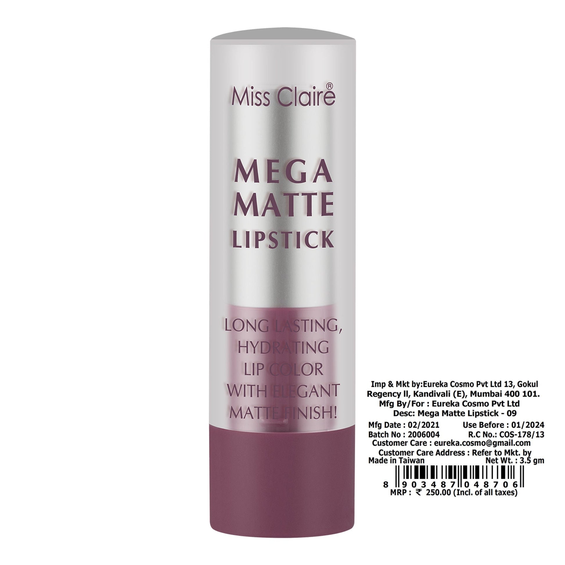 Miss Claire Mega Matte Lipstick - 9 | Swadesiicart