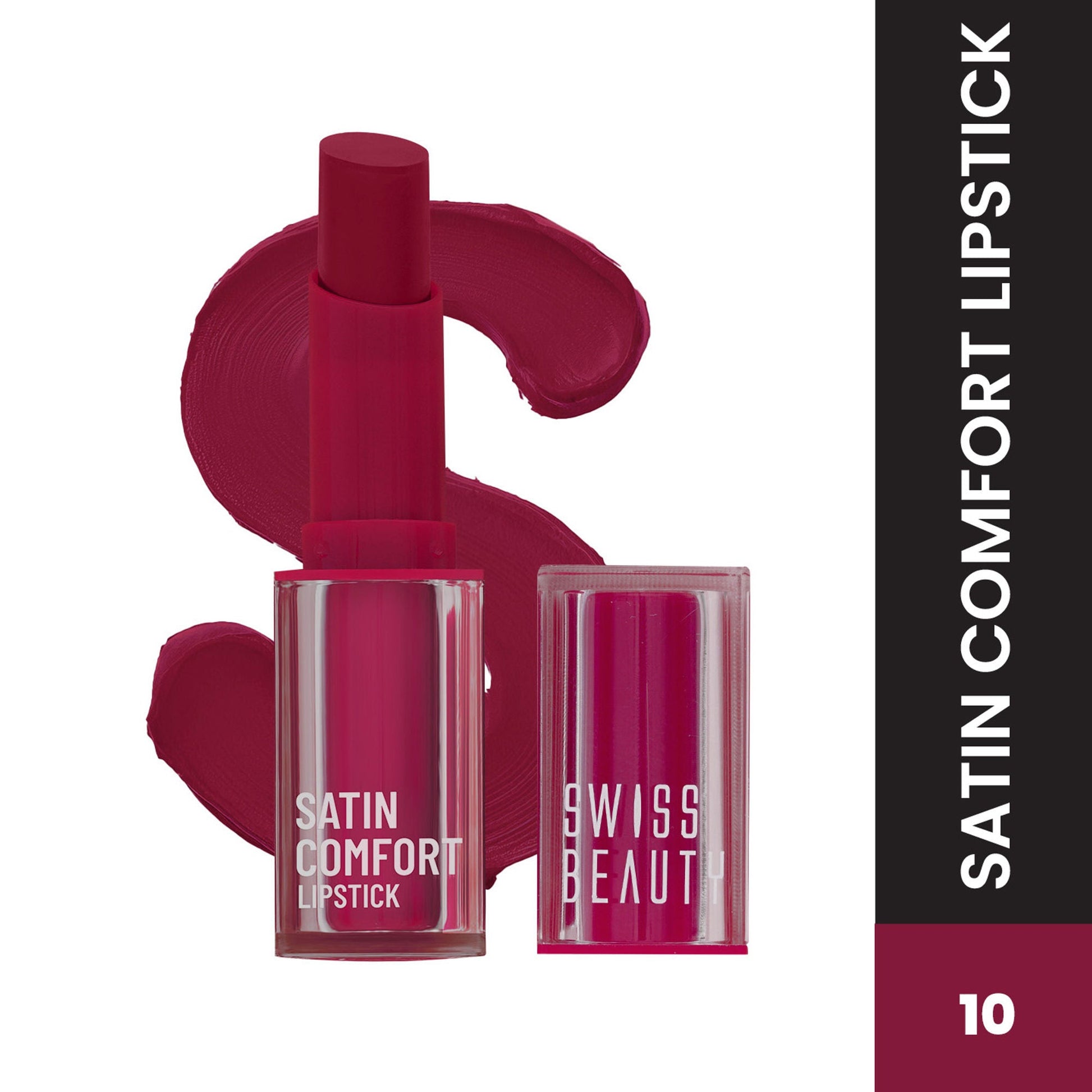 Swiss Beauty Satin Comfort Smooth Glide, Highly Pigmented , Ultra Hydrating Lipstick - 10 Wine Dine