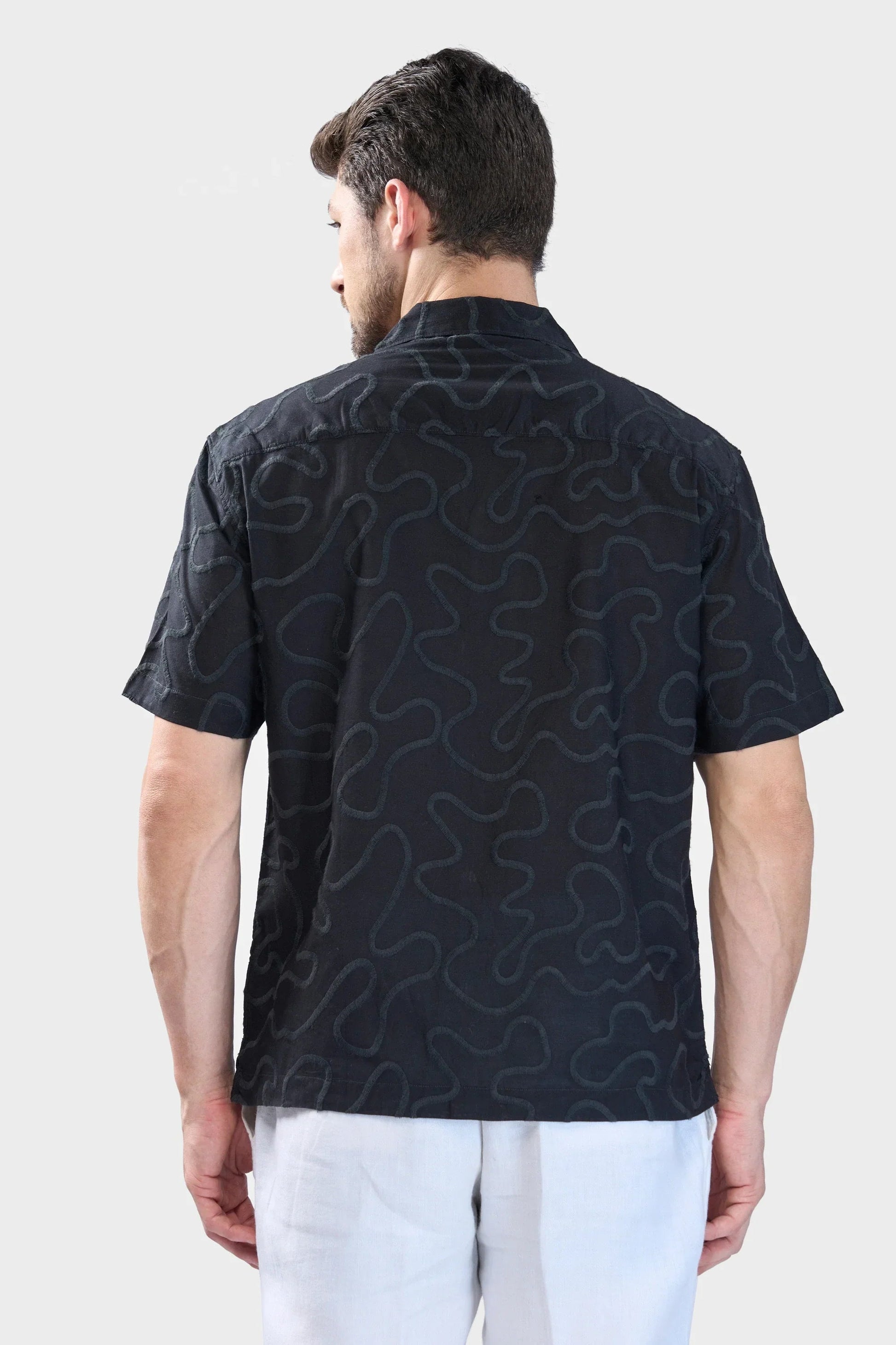 Xkind Black Embroidered Relaxed Fit Shirt  Grab2Buy Xkind Grab2Buy