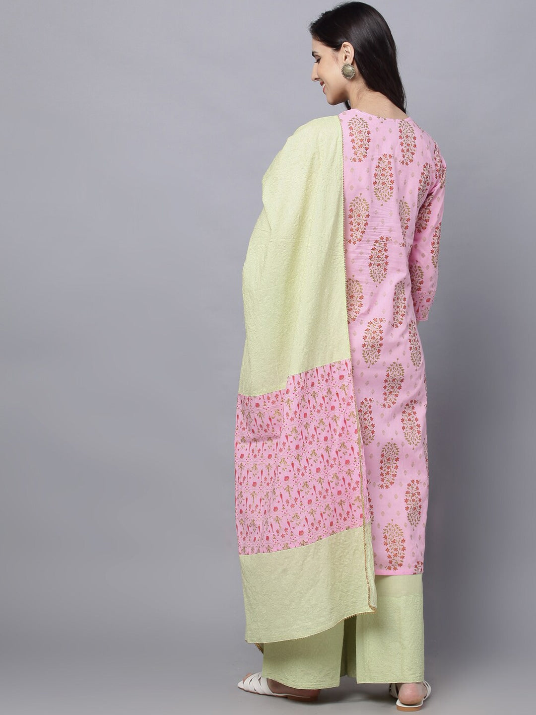 HERE&NOW Women Pink Ethnic Motifs Printed Pure Cotton Kurta Set