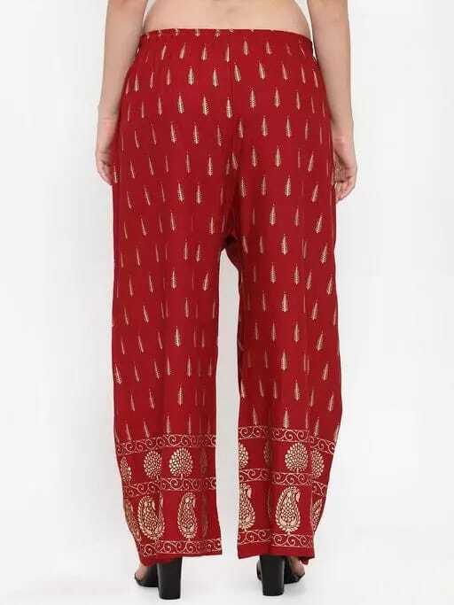 PAVONINE Maroon Color Rayon Fabric Bhutta Print Palazzo For Women