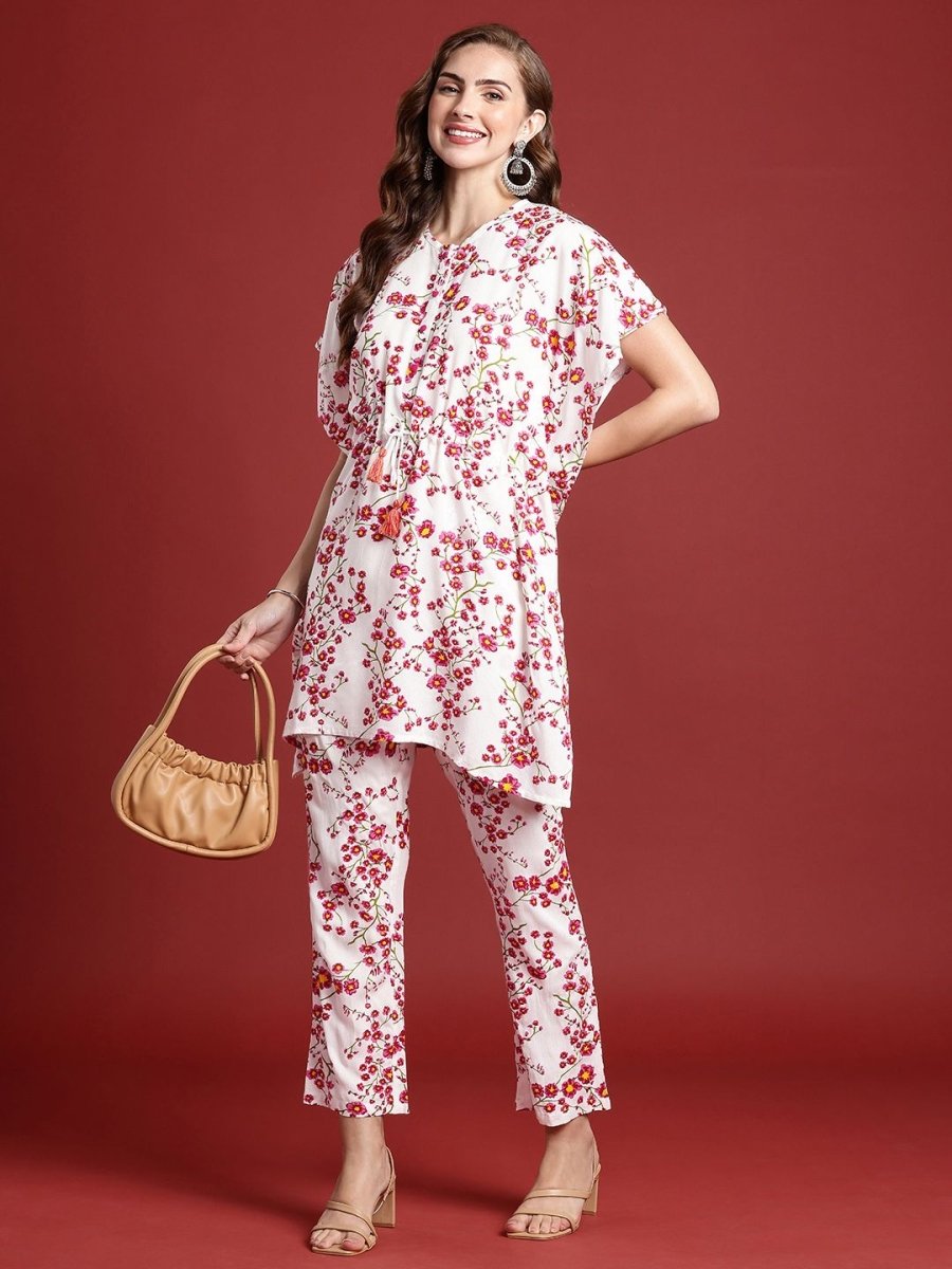Anouk Women Floral Printed Kaftan Kurta with Trousers | Grab2Buy