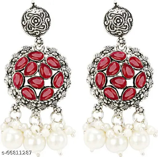 Tehzeeb Creations Women's Maroon Colour Meenakari Necklace Set With White Pearl Tehzeeb Creations