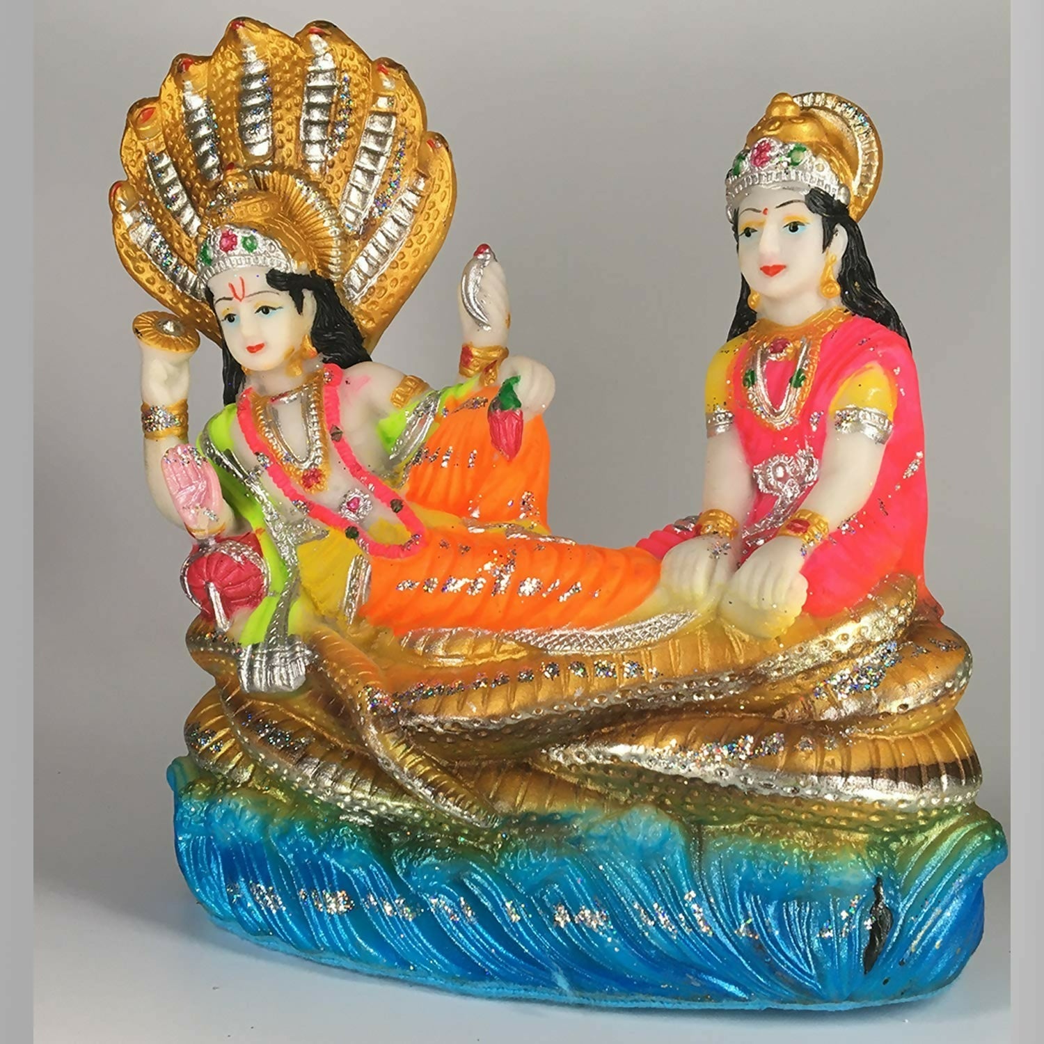 Blissful Polymer Unbreakable Action Lord Vishnu Laxmi Idol - Grab2buy