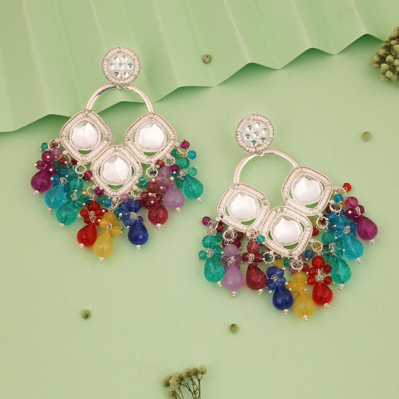 Tehzeeb Creations Gold Polish Multi Colour Earrings | Grab2Buy