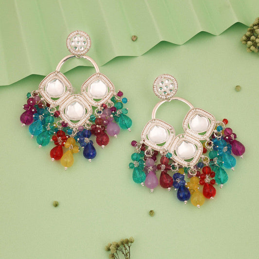 Tehzeeb Creations Gold Polish Multi Colour Earrings | Grab2Buy