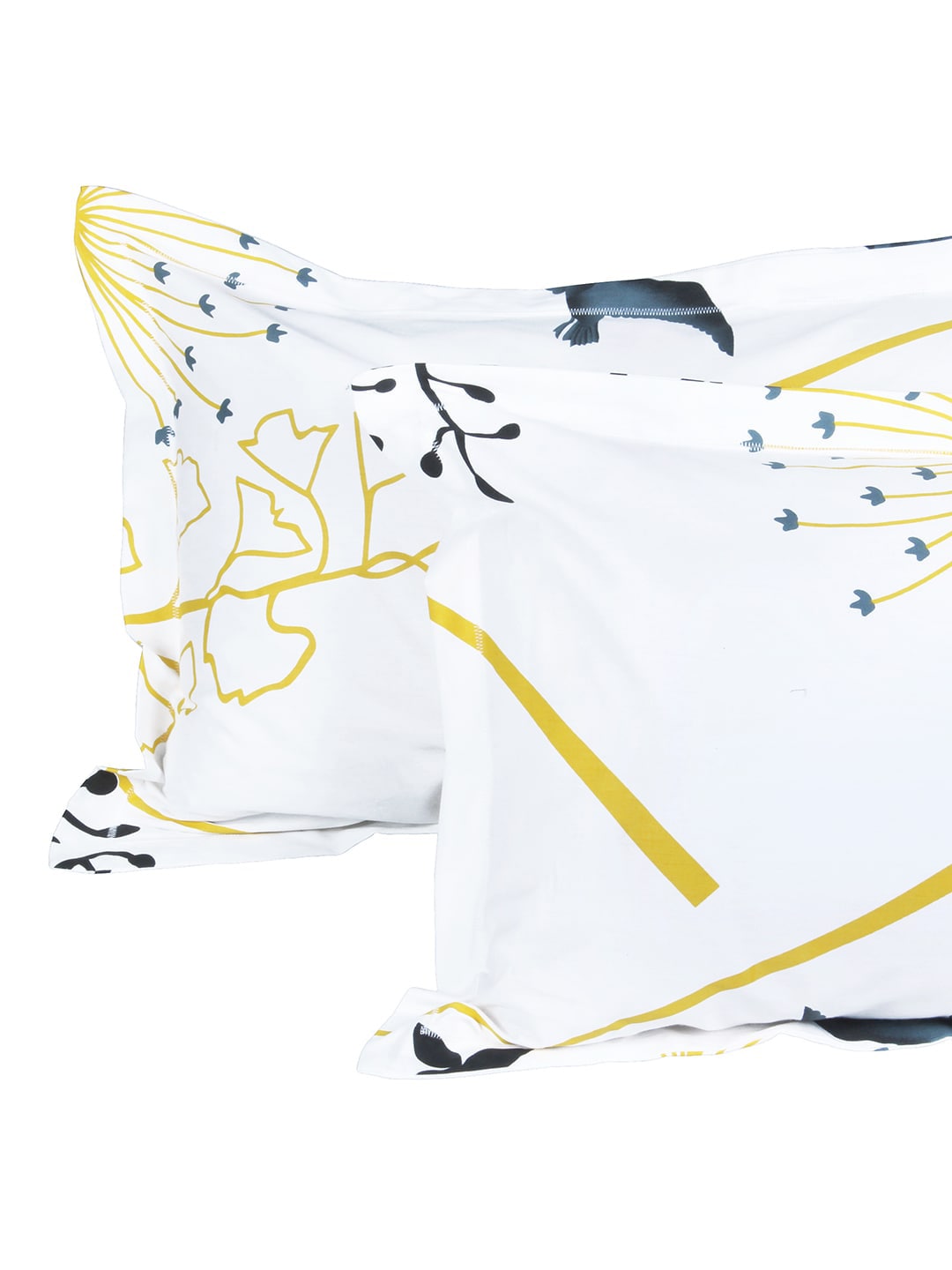 Story@home White & Blue Floral King Bedsheet with 2 Pillow Covers 