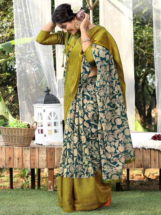 Saree Mall Floral Printed Zari Sungudi Traditional Sarees