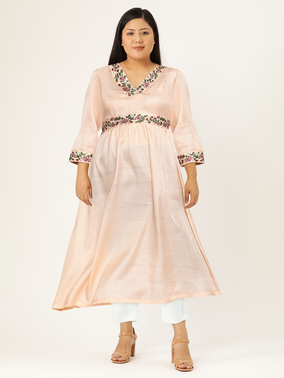 HERE&NOW Women Floral Embroidered Empire A-Line Kurta