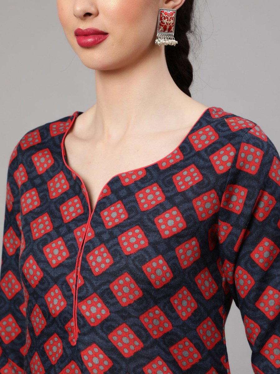 Aks Geometric Printed Regular Kurta With Trousers