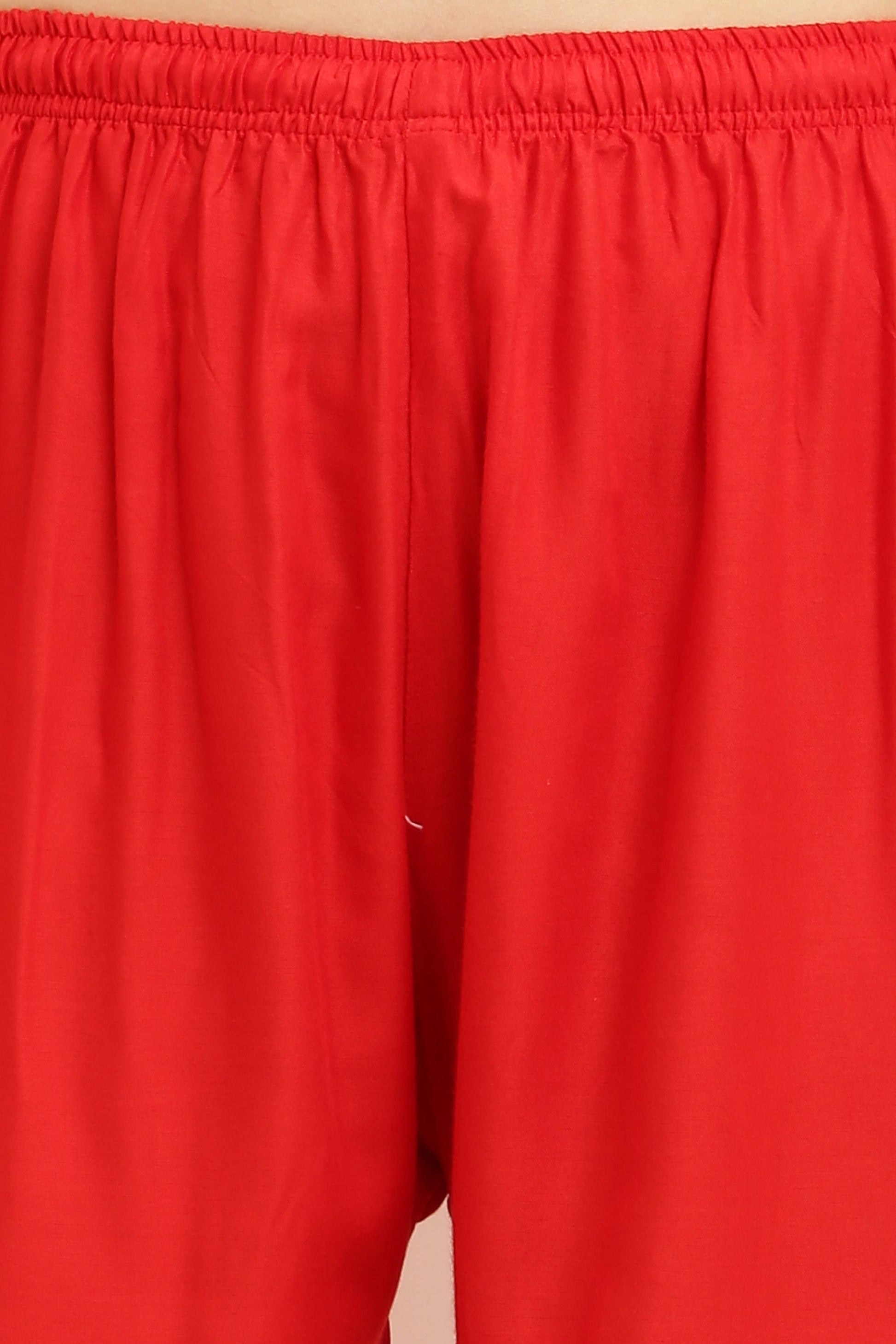 PAVONINE Red Color Straight Fit Rayon Fabric Palazzo
