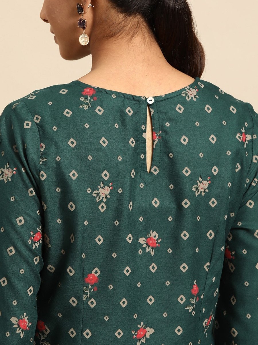 All About You Women Floral & Geometric Printed Straight Kurta
