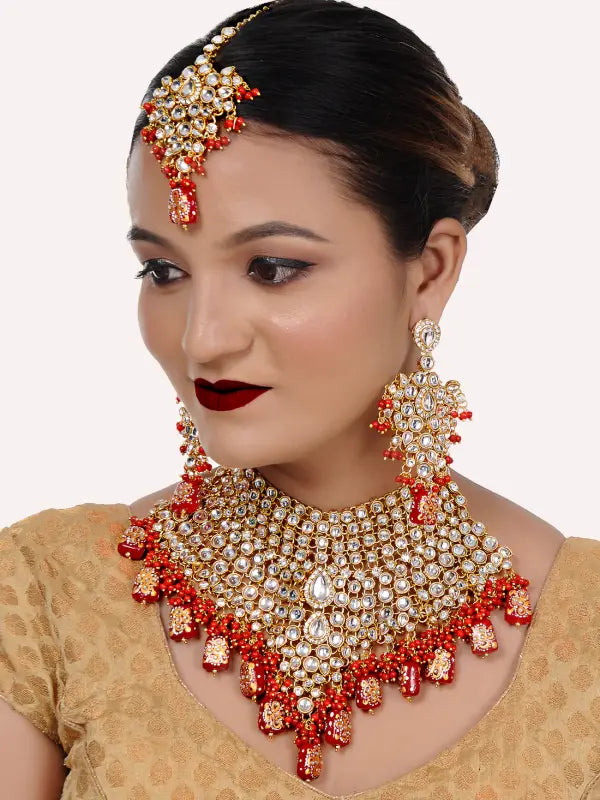Tehzeeb Creations Kundan Bridal Set for Women & Girls Tehzeeb Creations