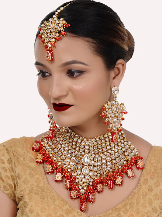 Tehzeeb Creations Kundan Bridal Set for Women & Girls Tehzeeb Creations