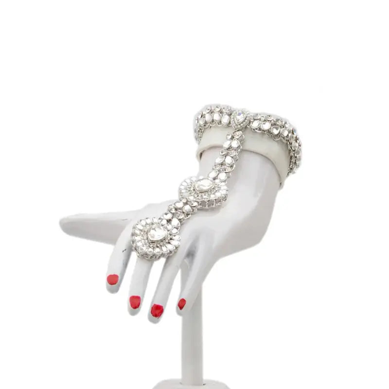 Tehzeeb Creations Platinum Plated Silver Polish Dulhan Bridal Jewelry Set 8 Pcs Tehzeeb Creations