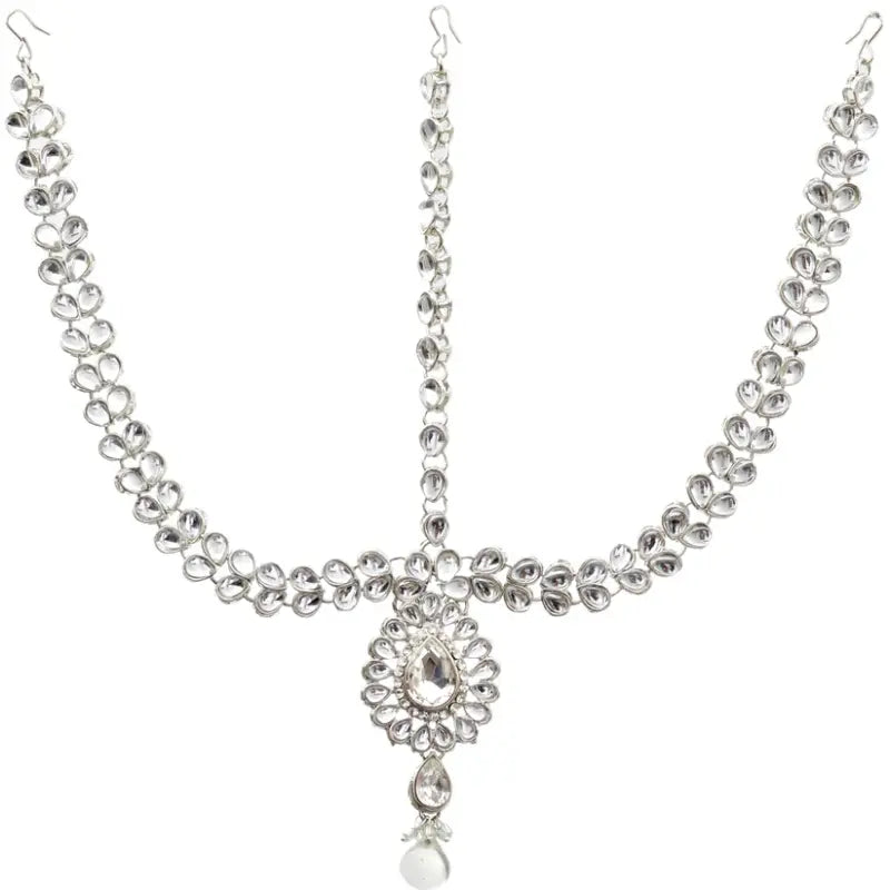 Tehzeeb Creations Platinum Plated Silver Polish Dulhan Bridal Jewelry Set 8 Pcs Tehzeeb Creations