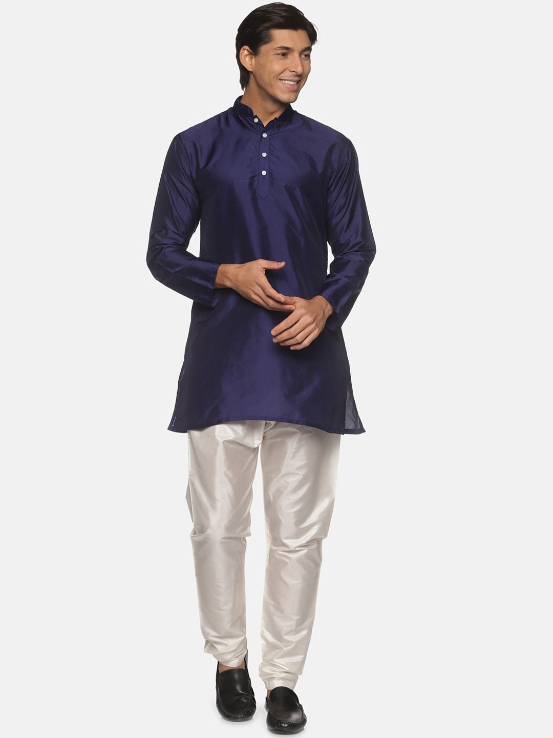 Sethukrishna Men Navy Blue Kurta with Pyjamas